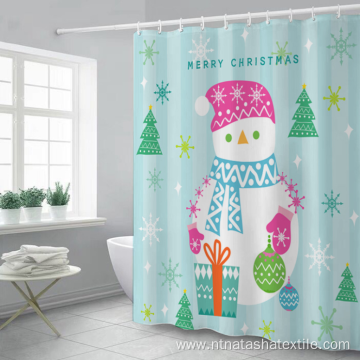 Christmas digital prinitng non-perforated shower curtain